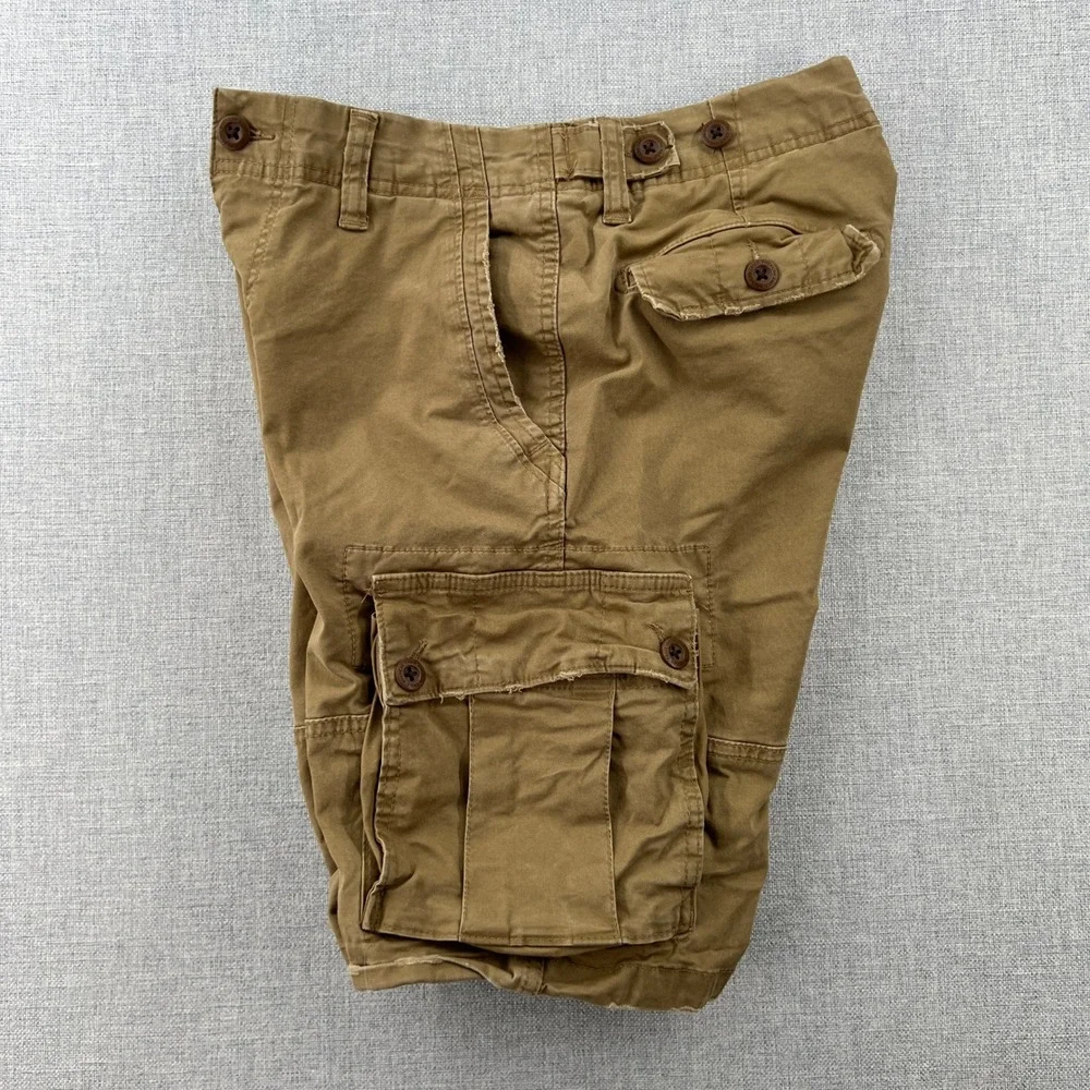 Y2K American Eagle Classic Cargo Shorts Mens 30 Khaki Brown Flex Cotton Blend